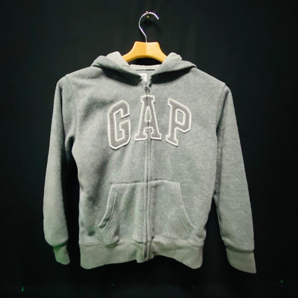 GAP Kids,Light Heather Gray,  Zipper Fleece Hooded Sweatshirt, S